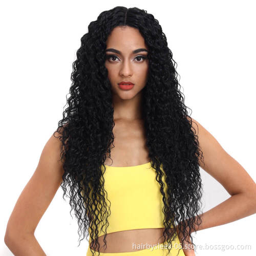 31Inch 1B# Synthetic Lace Front Wig High-Temperature Synthetic Fiber Energetic Spring Curly Long Wavy Hair wigs For Black Women